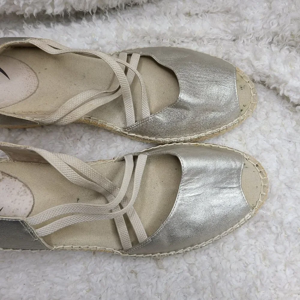 Abeo Bio System Delano Espadrille Wedge‎ Metalic Sandals Size 9